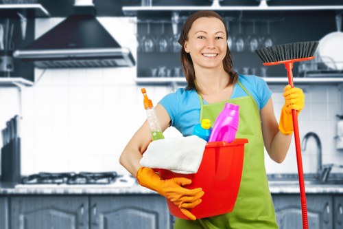 Cleaning dust from a newly renovated room after construction