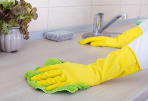 Tenant preparing living room for end of tenancy cleaning
