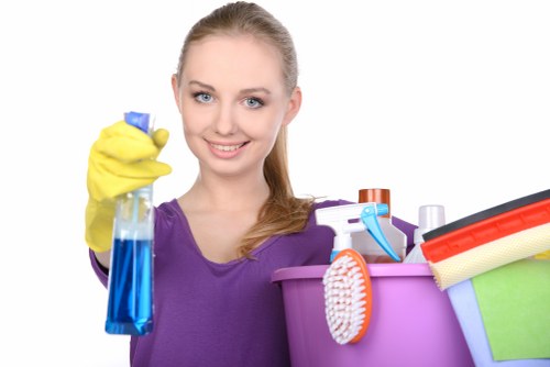 Janitorial supplies and cleaning equipment used for commercial cleaning services